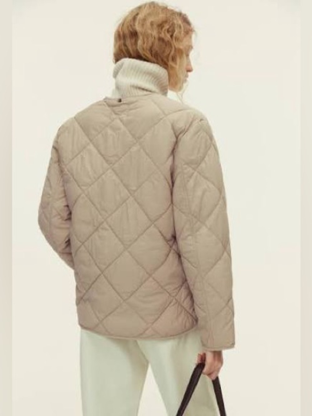 H&M Women's Beige THERMOLITE Quilted removable scarf jacket sz M - NWT - Picture 3 of 14